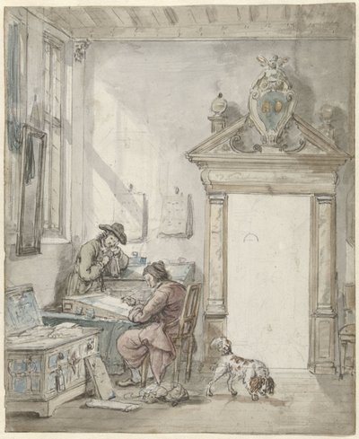 Interior Scene with Writing Man at a Desk by Abraham van Strij (I)