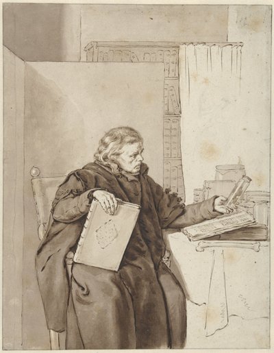 Portrait of an Old Man in a Study Room by Abraham van Strij (I)