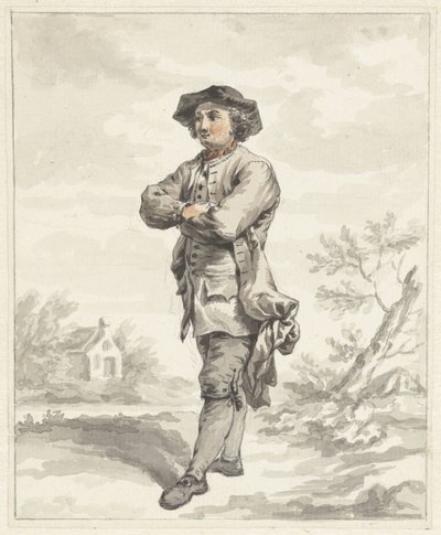 Standing Man with Arms Crossed, Facing Left by Abraham van Strij (I)