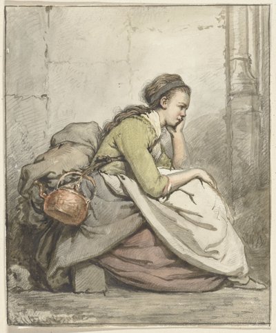 Seated Woman with a Copper Kettle by Abraham van Strij (I)