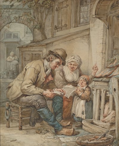 Parents Teaching Their Daughter a Song by Abraham van Strij
