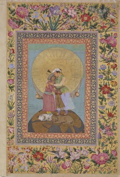 The St. Petersburg Album - Allegorical Representation of Emperor Jahangir and Shah by Abul Hasan