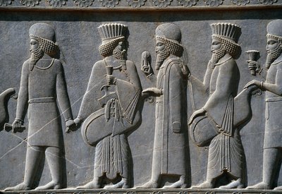 Detail from a processional frieze on East side of the Apadana Palace, Persepolis, Iran, c.518-465 BC by Achaemenid