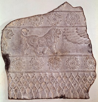 Fragment of low relief representing a walking lion, from Persepolis by Achaemenid