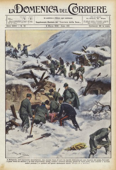 In Bolognola, on the Marche Apennines, a huge snow avalanche literally buried a part of the village by Achille Beltrame