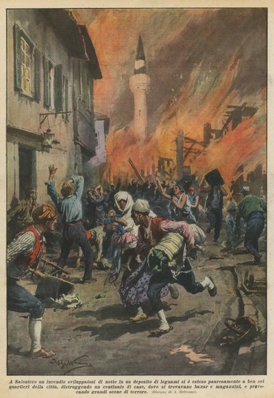 In Thessaloniki, a Fire that Broke Out at Night in a Lumber Yard Spread Fearfully? by Achille Beltrame