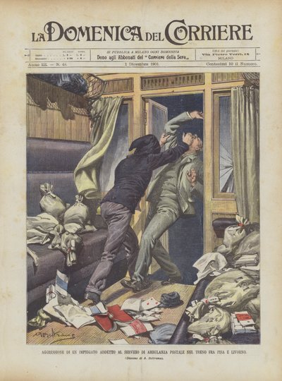 Assault on a Postal Ambulance Service Employee on the Train Between Pisa and Livorno by Achille Beltrame