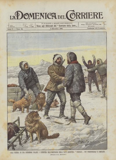 In Search of a Polar Expedition, The Meeting of the Crew of the Argentine Ship Uruguay by Achille Beltrame