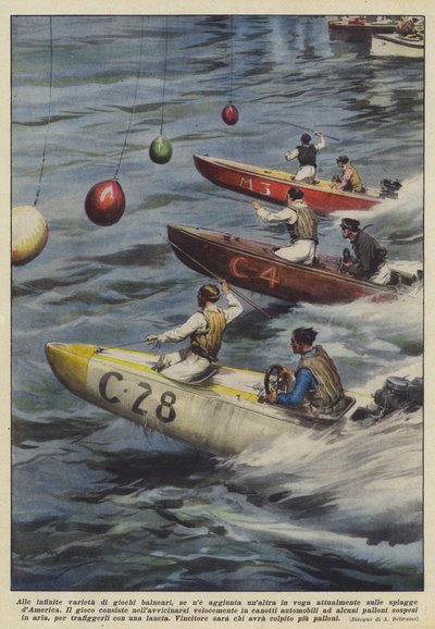 To the Infinite Variety of Beach Games, Another One Has Been Added Currently Popular on American Beaches by Achille Beltrame