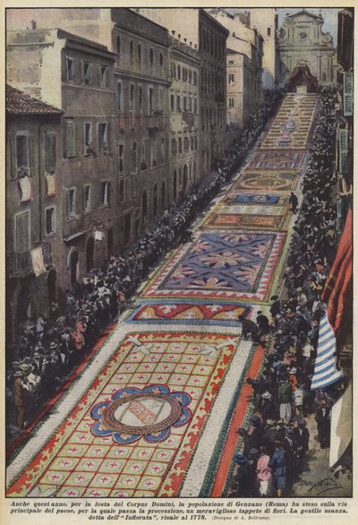 This year too, for the feast of Corpus Domini, the population of Genzano (Rome) laid out on the by Achille Beltrame