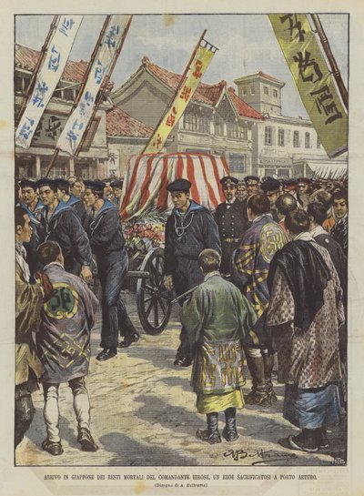 Arrival in Japan of the Mortal Remains of Commander Hirose, a Hero Sacrificed at Port Arthur by Achille Beltrame