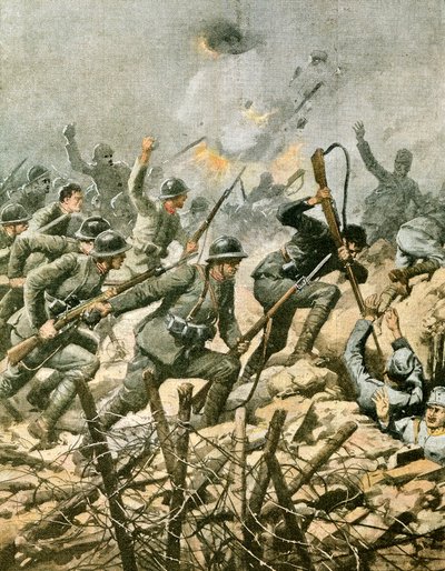 Assault on Mount Ortigara by Achille Beltrame