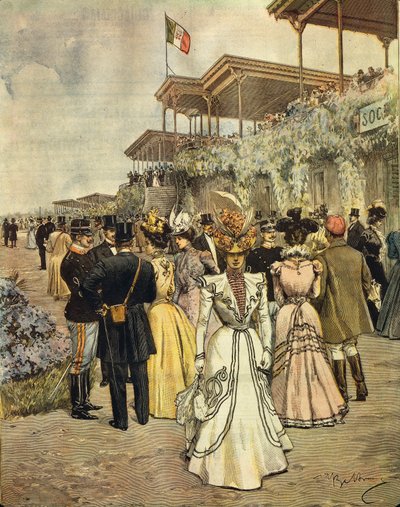 At Horse Races at San Siro (Milan), by Achille Beltrame, from La Domenica del Corriere, 4th June 1899 by Achille Beltrame