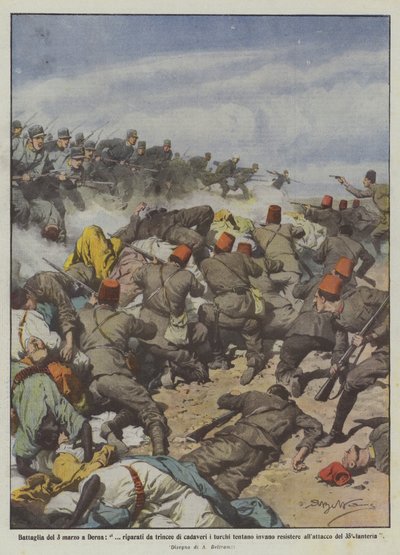 Battle of March 3 in Derna, Protected by Trenches of Corpses the Turks Try in Vain to Resist by Achille Beltrame