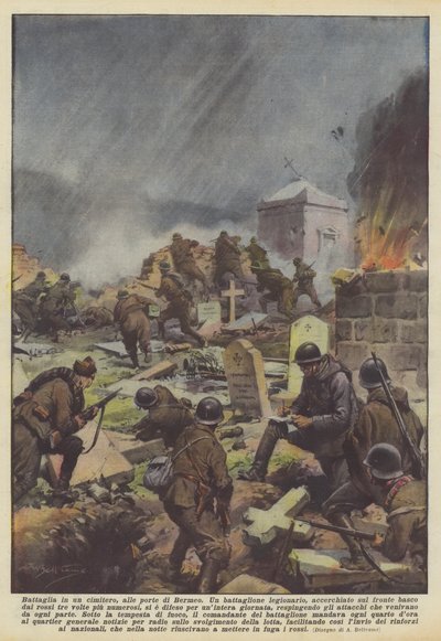 Battle in a Cemetery at the Gates of Bermeo by Achille Beltrame