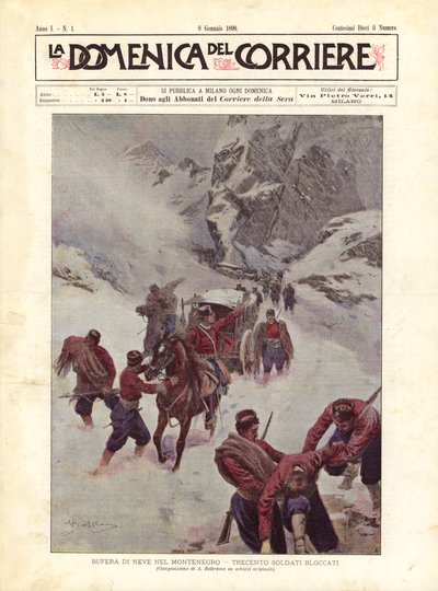 Snowstorm in Montenegro, Three Hundred Soldiers Trapped by Achille Beltrame