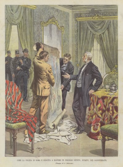 How the Rome Police Managed to Recover a Precious Painting, Stolen, by Sassoferrato by Achille Beltrame