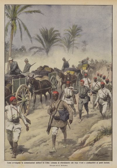 How Military Communications Take Place in Libya, Supply Column Bringing Provisions by Achille Beltrame
