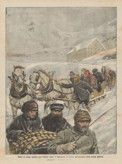 How to Cross Now, for the Last Year, the Simplon, Awaiting the Opening of the New Tunnel by Achille Beltrame