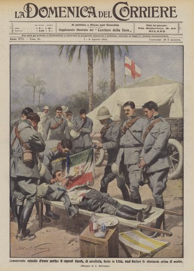 Touching Episode of Patriotic Love, Corporal Carola of the Cavalry, Wounded in Libya Wants to Kiss by Achille Beltrame