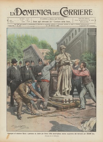 Delivery to Minister Rava and Departure from Anzio to Rome of the Wonderful Statue Acquired by Achille Beltrame