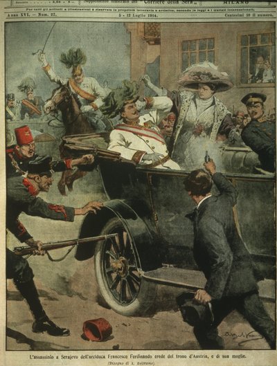 Cover Illustration of Assassination of Archduke Franz Ferdinand of Austria, Heir to the Austro-Hungarian Throne, Sarajevo by Achille Beltrame