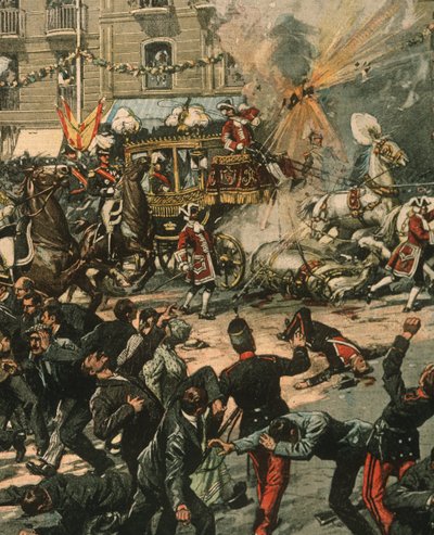 Cover Illustration of Assassination Attempt on King Alfonso XIII on His Wedding Day, 31 May 1906, Madrid, Spain by Achille Beltrame