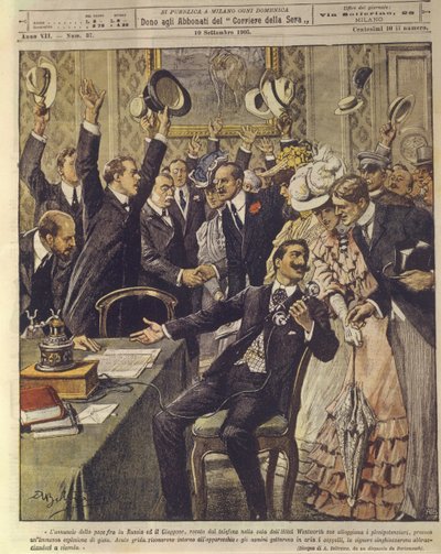 Celebration of Peace Treaty Announcement Between Russia and Japan by Achille Beltrame