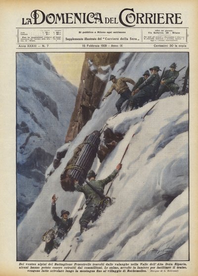 Of the Twenty-One Alpini of the Fenestrelle Battalion Overwhelmed by Avalanches in the Alta Dora Valley by Achille Beltrame