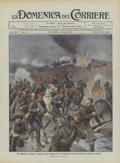 From defeat to defeat, the Turkish army continues its disastrous retreat pursued by the victorious Bulgarians by Achille Beltrame