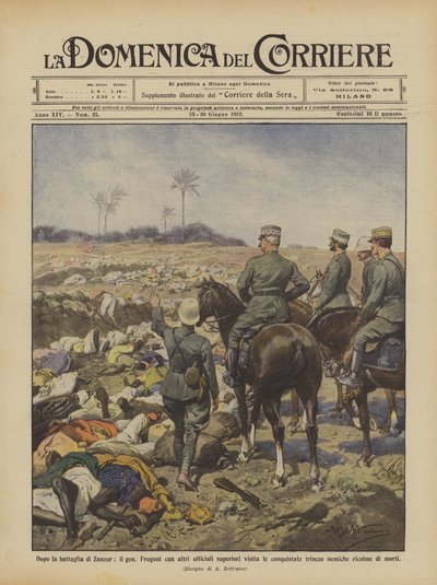 After the Battle of Zanzur, General Frugoni with Other Senior Officers Visits the Conquered by Achille Beltrame
