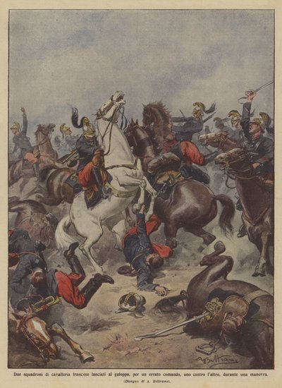 Two squadrons of French cavalry galloping due to a wrong command by Achille Beltrame