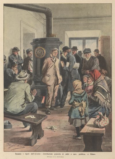 During the Harsh Winter, Free Distribution of Warm Food at Public Expense in Milan by Achille Beltrame