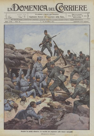 During Our Offensive, the Collection of Prisoners in the Captured Trenches by Achille Beltrame