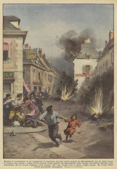 During the Exercises of a French Artillery Regiment, Twelve 120mm Shells... by Achille Beltrame