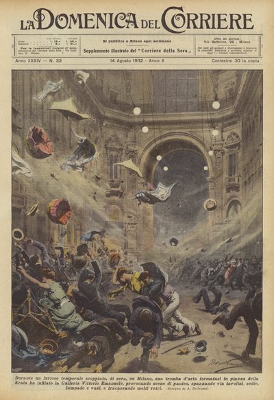 During a Furious Thunderstorm that Broke Out in the Evening Over Milan, a Tornado Formed in the Square... by Achille Beltrame