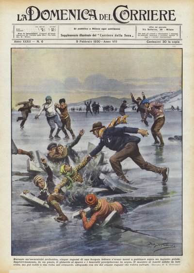 During a school trip, five boys from a German village went skating by Achille Beltrame