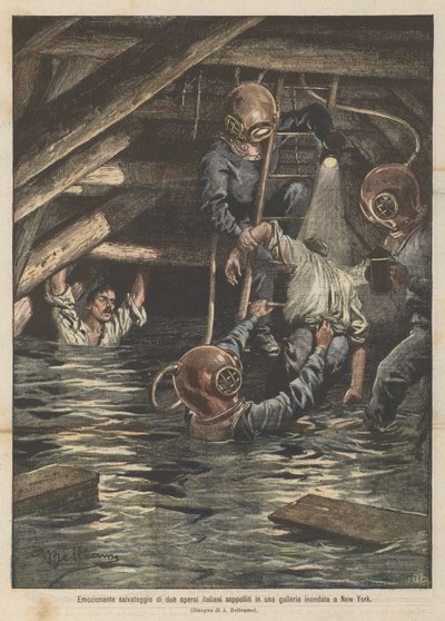 Exciting Rescue of Two Italian Workers Buried in a Flooded Tunnel in New York by Achille Beltrame