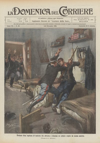 Heroism of an Infantry Captain Who Confronts and Disarms a Soldier Struck by Homicidal Mania by Achille Beltrame