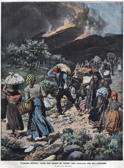 Eruption of Etna in 1910. Illustration by Achille Beltrame by Achille Beltrame