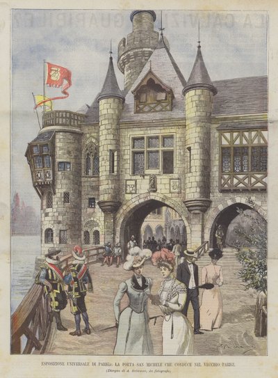 Paris Universal Exposition, the Saint Michael Gate Leading to Old Paris by Achille Beltrame