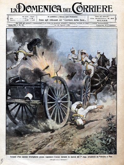 Explosion of an Artillery Crate Near Capannori by Achille Beltrame