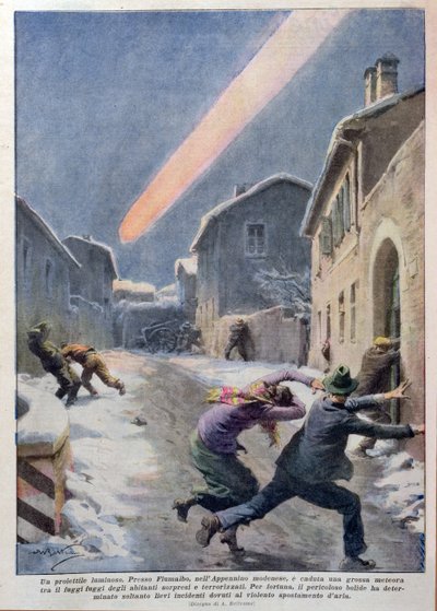 Fall of a Meteorite in the Apennines, Italy by Achille Beltrame