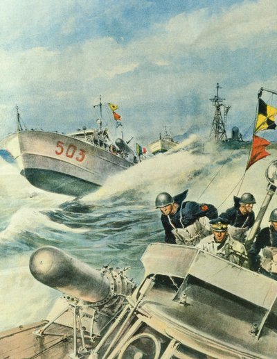 Fast Italian Navy Motorboats Patrolling Area of Mediterranean Sea, September 12 by Achille Beltrame