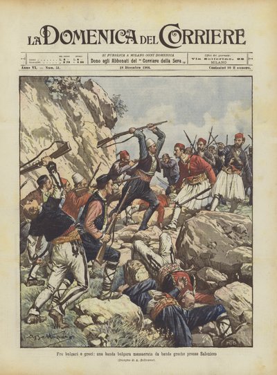 Between Bulgarians and Greeks, a Bulgarian Band Massacred by Greek Bands Near Thessaloniki by Achille Beltrame