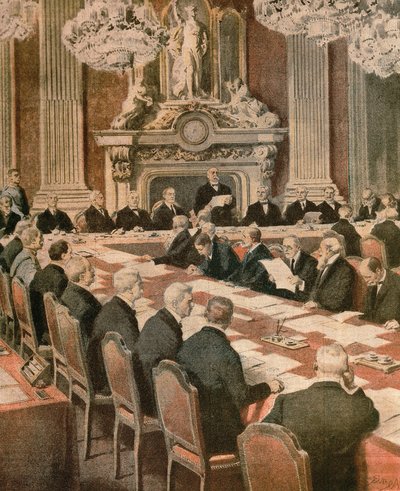 French President Georges Clemenceau speaking at Paris Peace Conference by Achille Beltrame