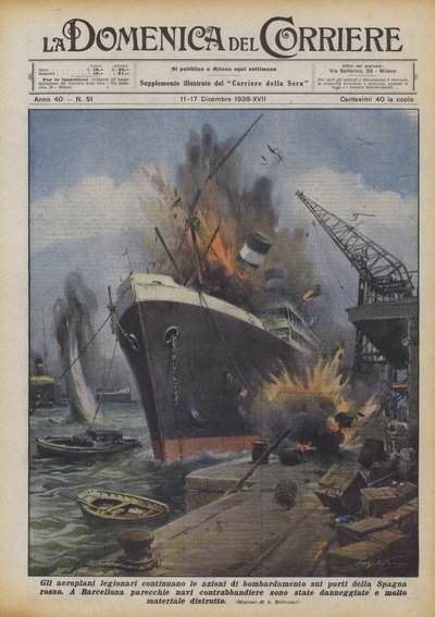 The Legionary Airplanes Continue Bombing Actions on the Ports of Red Spain by Achille Beltrame