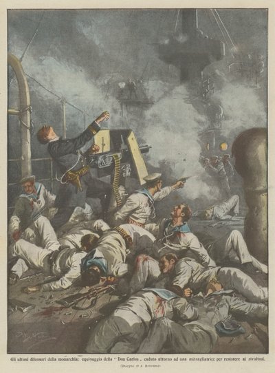 The Last Defenders of the Monarchy, Crew of Don Carlos Fell Around a... by Achille Beltrame