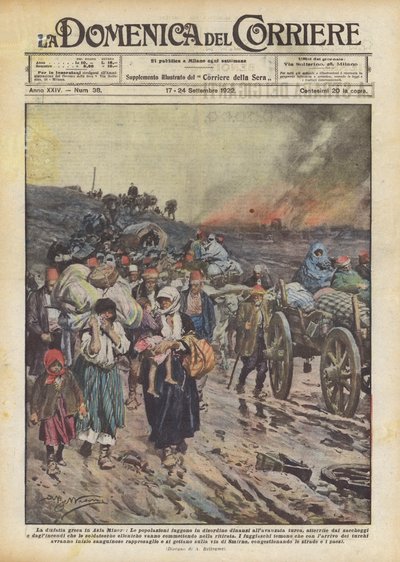 Greeks Fleeing Smyrna, Greco-Turkish War (1919-22) 1922 by Achille Beltrame