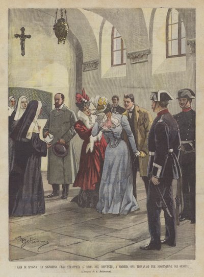 The Cases in Spain, Miss Ubao Forcibly Taken from the Convent in Madrid by Achille Beltrame